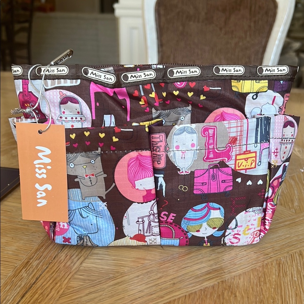 Miss San Brown and Pink Organizer/ Cosmetic Bag New w Tag